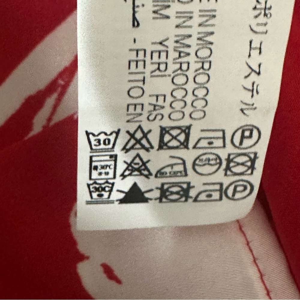 Zara Red Satin Floral Long Sleeve Dress - Picture 9 of 9